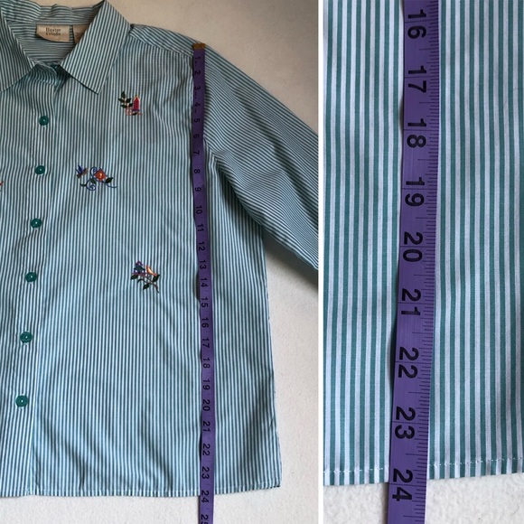Baxter & Wells birdhouse embroidery button-up 3/4 sleeve blouse - size large - Picture 12 of 16